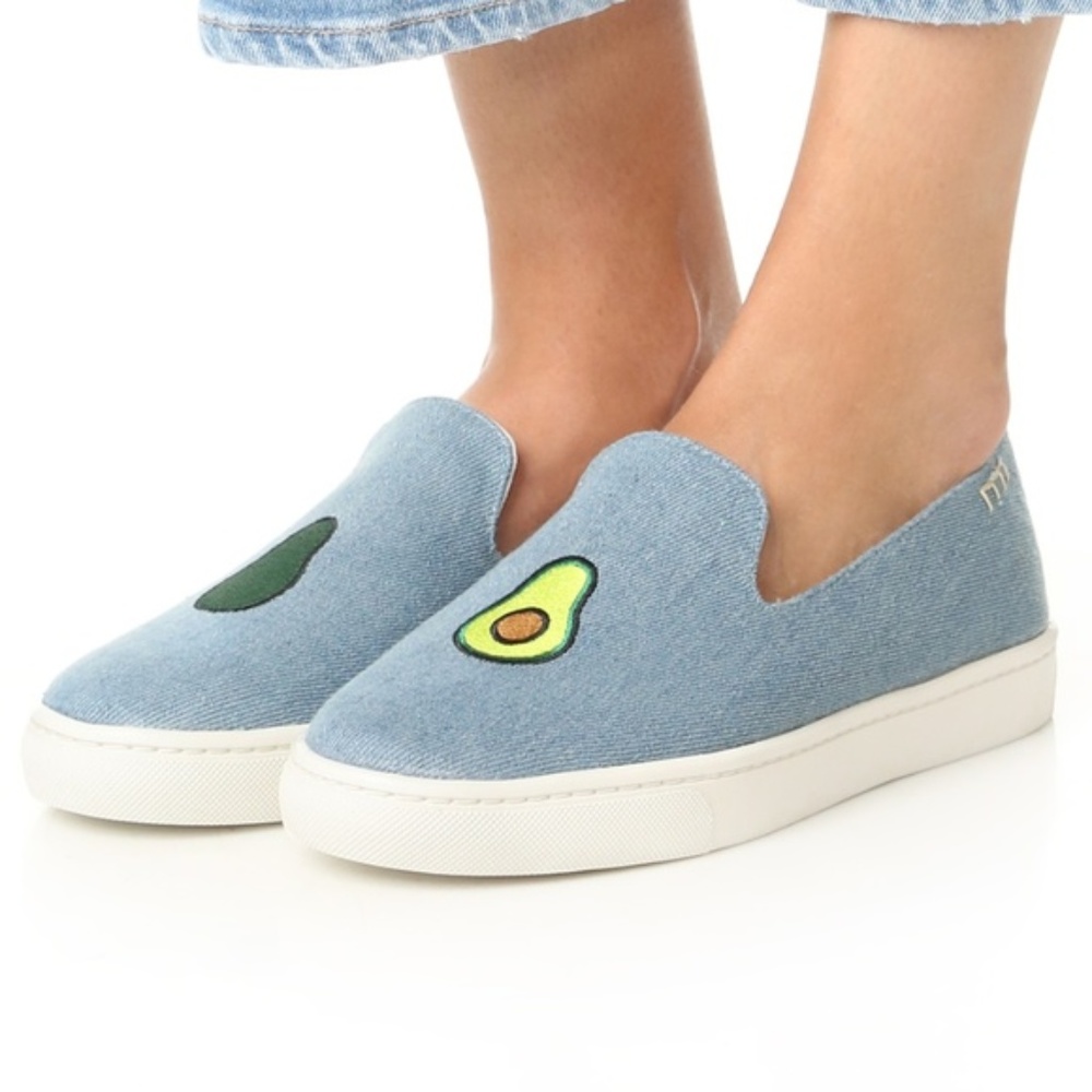 SOLUDOS Embroiderd Avocado Light Denim Slip On